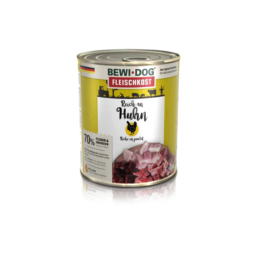 Lata Bewidog Pollo alimento húmedo para perros
