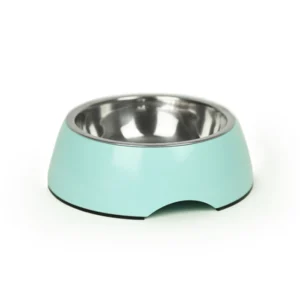 Plato de alimentación para perros y gatos melamina más acero inoxidable