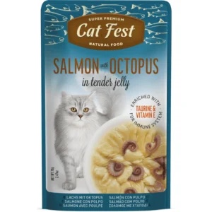 Cat Fest filetes de salmón con pulpo alimento húmedo