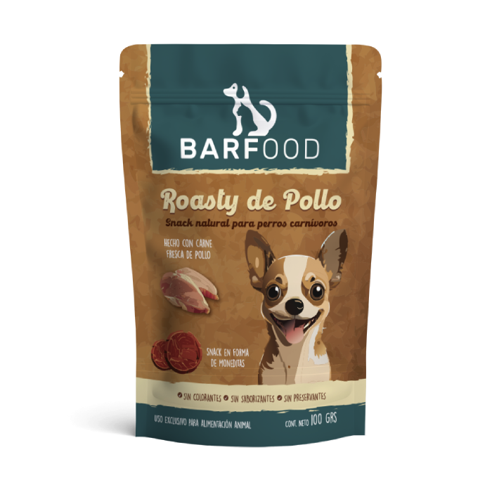 Barfood roasty pollo snacks natural para perros