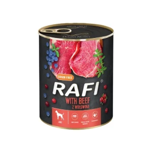 Rafi vacuno con arándanos alimento húmedo para perros