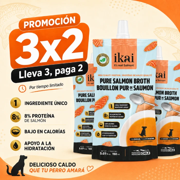 Pack 3×2 Ikai Pure de Salmón para Perros 150 ml